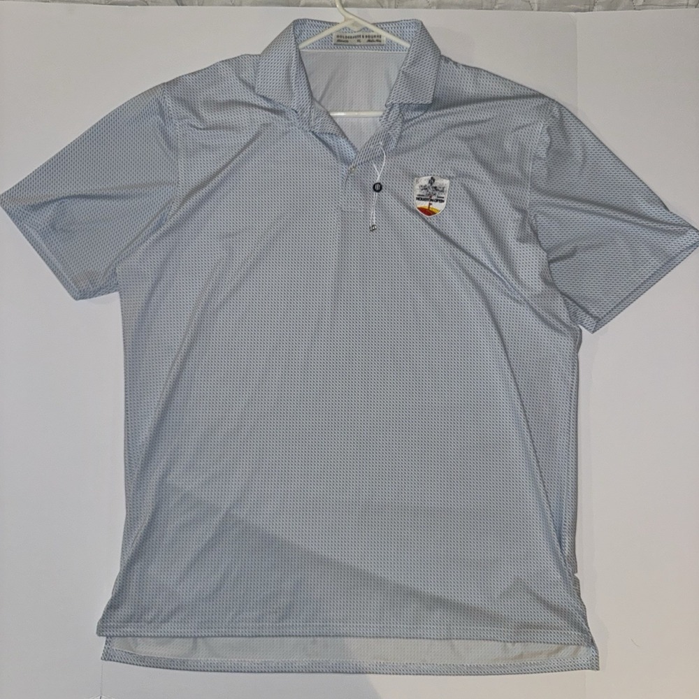 Men's XL Holderness & Bourne Tailored Fit Blue/White Geometric Golf Polo Logo